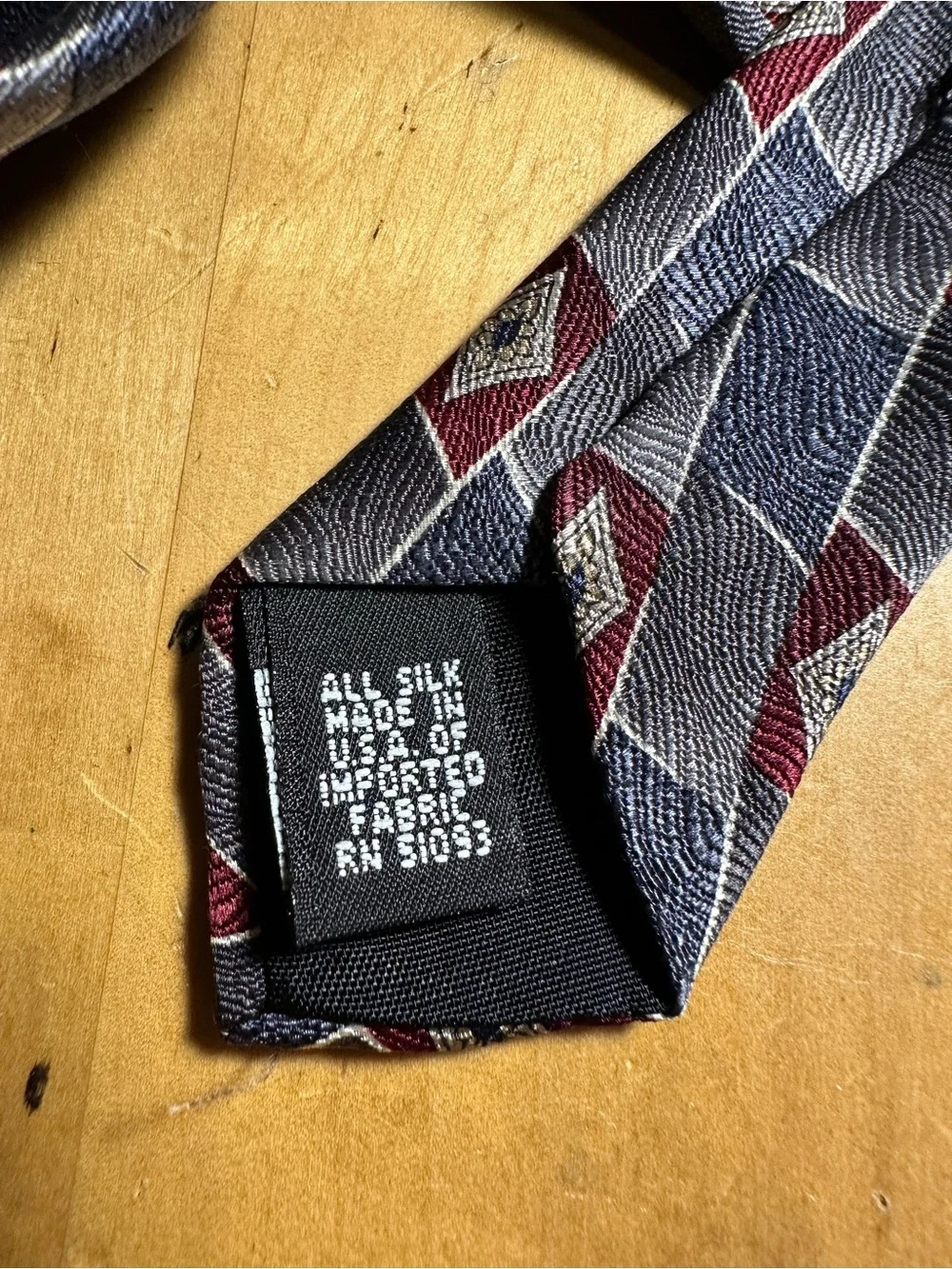 Haggar Navy, Burgundy & Gray Floral Silk Necklace Tie with Pearl Pin